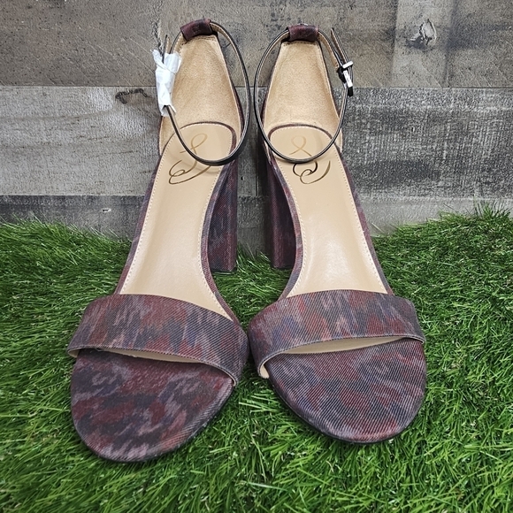 New Sam Edelman Yaro Brick Leather Block Heel Sandals - Picture 6 of 9